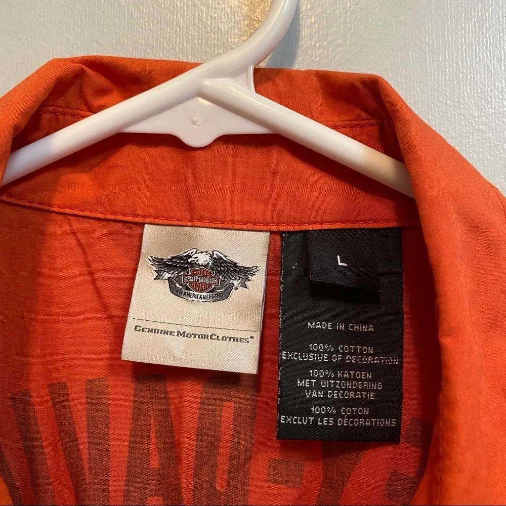 Harley Davidson Orange Biker Top Size Large